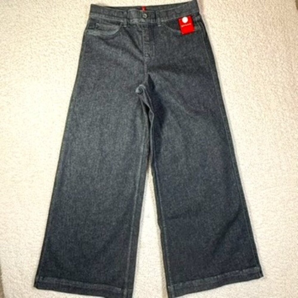 Spanx Womens Wide Leg Jeans Charcoal Grey Stretch Denim Size XL Petite NWT Comfy